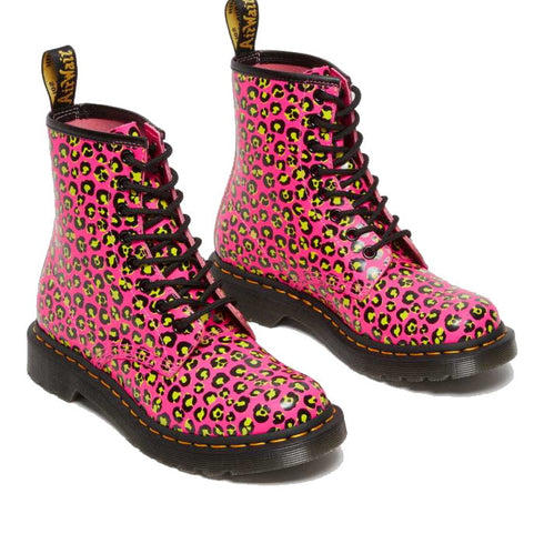 Dr Martens 1460 Loud Leopard Clash Pink 8 Eye Boot CLEARANCE